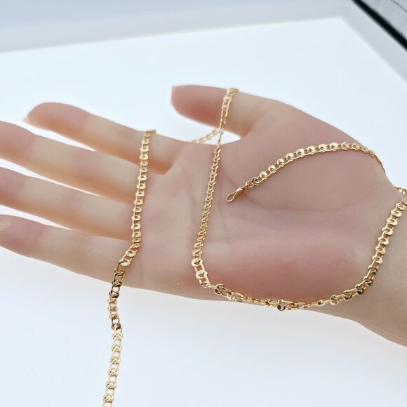 Shiny Rose Gold Chain Necklace with Polished Flat Heart Links, XPNL0062 - Picture 11 of 12